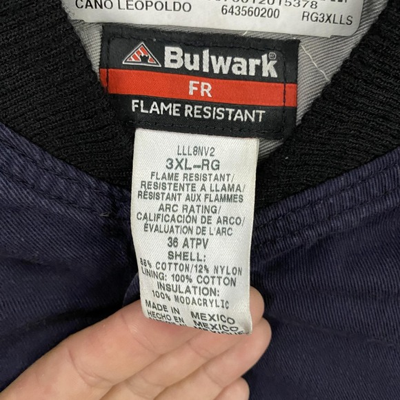 Bulwark FR Flame Resistant Jacket Mens 3XL Bomber Quilted Lined Snap Workwear - Picture 3 of 11